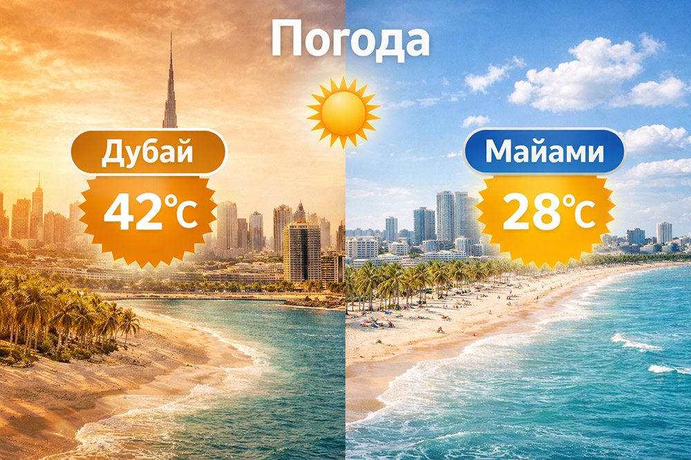 Сравнение погоды в Дубае и Майами