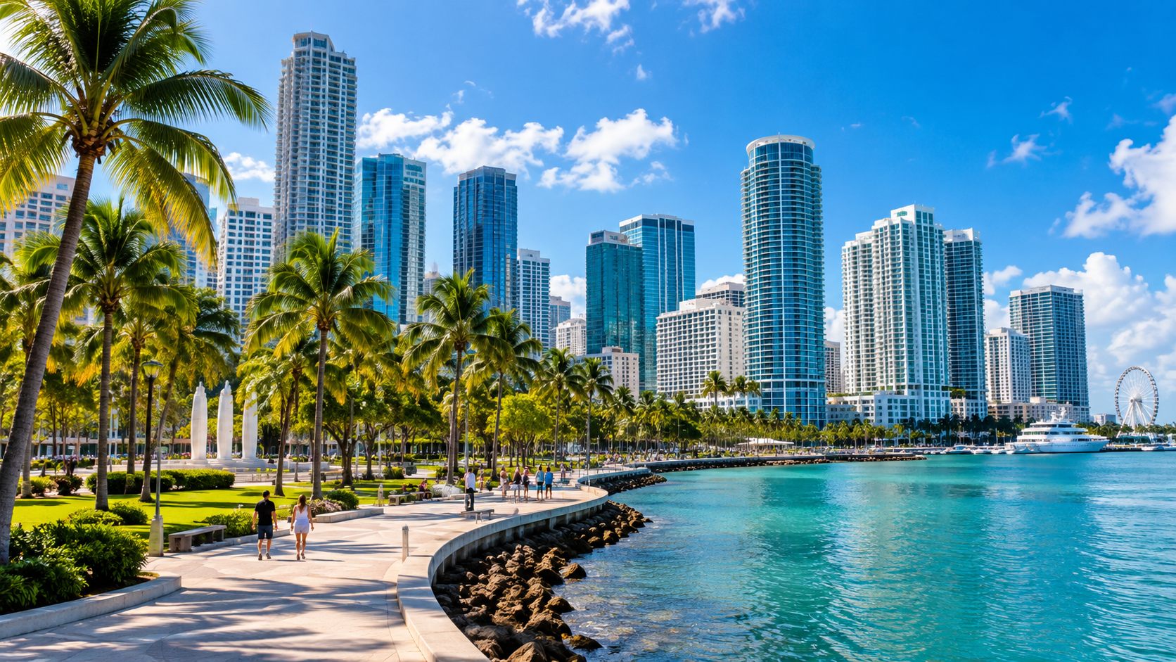 Bayfront Park и жилые башни Downtown Miami