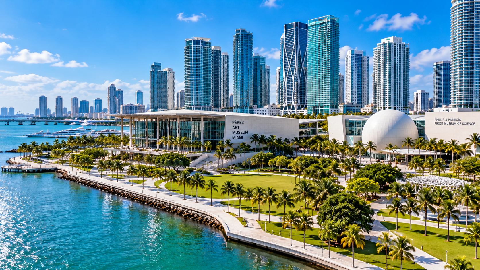 Museum Park и Biscayne Bay в Downtown Miami